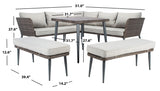 Safavieh Warten 6 Pc Sofa Set Brown/Grey Rattan/Steel PAT9026B-2BX