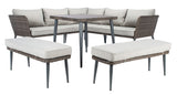 Safavieh Warten 6 Pc Sofa Set Brown/Grey Rattan/Steel PAT9026B-2BX