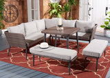 Safavieh Warten 6 Pc Sofa Set Brown/Grey Rattan/Steel PAT9026B-2BX