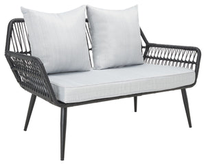 Safavieh Elsbeth 4Pc Living Set/Black Rope/Grey Cushion Black Rope/Grey Cushion Rattan/Steel PAT9029A