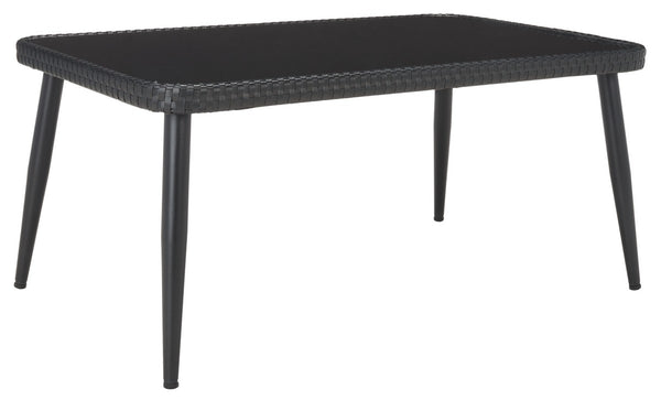 Safavieh Elsbeth 4Pc Living Set/Black Rope/Grey Cushion Black Rope/Grey Cushion Rattan/Steel PAT9029A