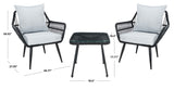 Safavieh Londyn 3Pc Lounge Set Black / Grey Pe Wicker / Flat Rattan/Steel PAT9031A