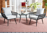 Safavieh Londyn 3Pc Lounge Set Black / Grey Pe Wicker / Flat Rattan/Steel PAT9031A