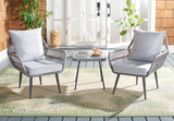 Safavieh Londyn 3Pc Lounge Set Grey Pe Wicker / Flat Rattan/Steel PAT9031B