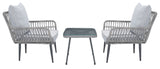 Safavieh Londyn 3Pc Lounge Set Grey Pe Wicker / Flat Rattan/Steel PAT9031B