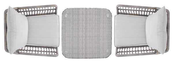 Safavieh Londyn 3Pc Lounge Set Grey Pe Wicker / Flat Rattan/Steel PAT9031B