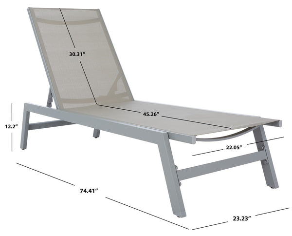 Safavieh Fionne Sunlounger Silver / Grey Aluminium/Texline PAT9038B