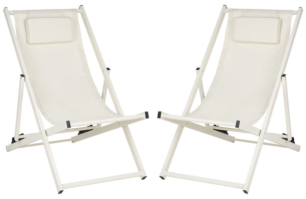 Safavieh Camlin Set Of 2 Sling Chairs -Set Of 2 Beige  Aluminium/Oxford PAT9039A-SET2