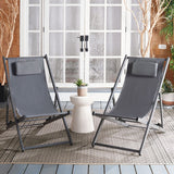 Safavieh Camlin Set Of 2 Sling Chairs -Set Of 2 Grey Aluminium/Oxford PAT9039B-SET2