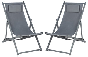 Safavieh Camlin Set Of 2 Sling Chairs -Set Of 2 Grey Aluminium/Oxford PAT9039B-SET2