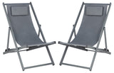 Safavieh Camlin Set Of 2 Sling Chairs -Set Of 2 Grey Aluminium/Oxford PAT9039B-SET2