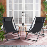 Safavieh Camlin Set Of 2 Sling Chairs -Set Of 2 Black Aluminium/Oxford PAT9039C-SET2