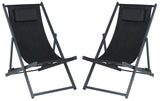 Safavieh Camlin Set Of 2 Sling Chairs -Set Of 2 Black Aluminium/Oxford PAT9039C-SET2