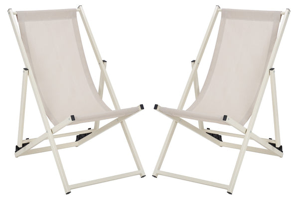 Safavieh Breslin Set Of 2 Sling Chairs -Set Of 2 Beige Aluminium/Texline PAT9040A-SET2