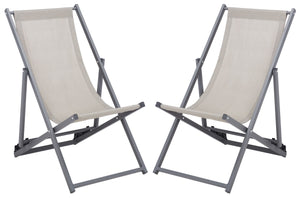 Safavieh Breslin Set Of 2 Sling Chairs -Set Of 2 Grey Aluminium/Texline PAT9040B-SET2