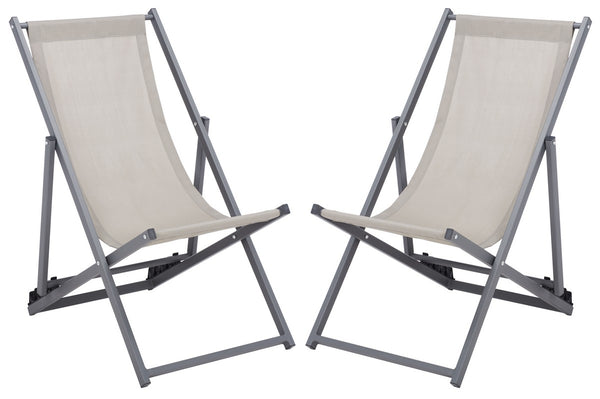 Safavieh Breslin Set Of 2 Sling Chairs -Set Of 2 Grey Aluminium/Texline PAT9040B-SET2