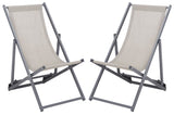 Safavieh Breslin Set Of 2 Sling Chairs -Set Of 2 Grey Aluminium/Texline PAT9040B-SET2