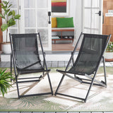 Safavieh Breslin Set Of 2 Sling Chairs -Set Of 2 Black Aluminium/Texline PAT9040C-SET2