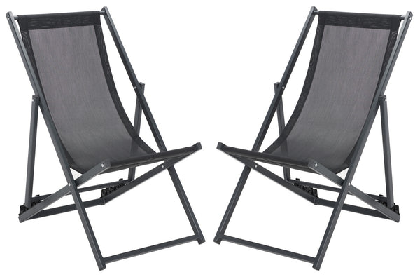 Safavieh Breslin Set Of 2 Sling Chairs -Set Of 2 Black Aluminium/Texline PAT9040C-SET2