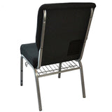 English Elm EE1101 Classic Commercial Grade 18.5" Church Chair Black Fabric/Silver Vein Frame EEV-10886