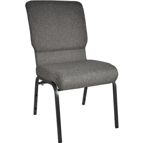 English Elm EE1101 Classic Commercial Grade 18.5" Church Chair Charcoal Gray Fabric/Silver Vein Frame EEV-10887