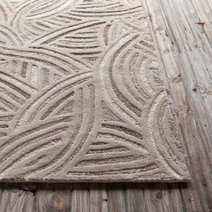 Chandra Rugs Penelope 60% Wool + 30% Polyester Hand-Tufted Contemporary Rug Taupe/Beige 9' x 13'