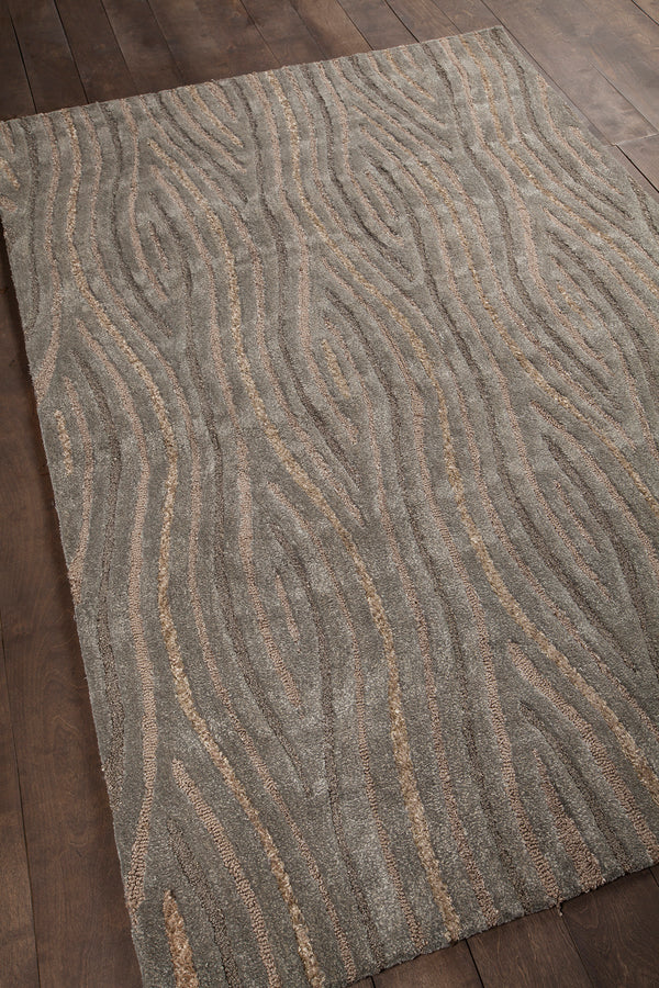 Chandra Rugs Penelope 60% Wool + 30% Polyester Hand-Tufted Contemporary Rug Brown/Grey 9' x 13'