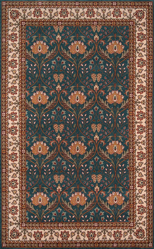 Momeni Persian Garden PG-12 Machine Made Traditional Oriental Indoor Area Rug Teal Blue 9'6" x 13' PERGAPG-12TEB96D0