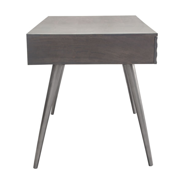 Petra Solid Mango Wood 2-Drawer Writing Desk in Smoke Grey Finish w/ Nickel Legs by Diamond Sofa