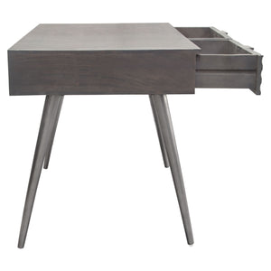 Petra Solid Mango Wood 2-Drawer Writing Desk in Smoke Grey Finish w/ Nickel Legs by Diamond Sofa