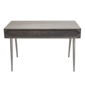 Petra Solid Mango Wood 2-Drawer Writing Desk in Smoke Grey Finish w/ Nickel Legs by Diamond Sofa