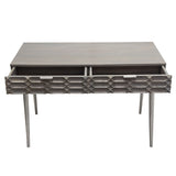 Petra Solid Mango Wood 2-Drawer Writing Desk in Smoke Grey Finish w/ Nickel Legs by Diamond Sofa