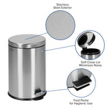 English Elm EE2333 Modern Commercial Grade Stainless Steel Trash Can Stainless Steel EEV-15667