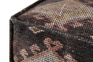 Poufs LPF0033 Vintage-Inspired Machine Woven Pouf in Brown & Pink - Stylish & Versatile Accent Piece