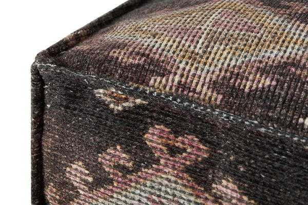 Poufs LPF0033 Vintage-Inspired Machine Woven Pouf in Brown & Pink - Stylish & Versatile Accent Piece