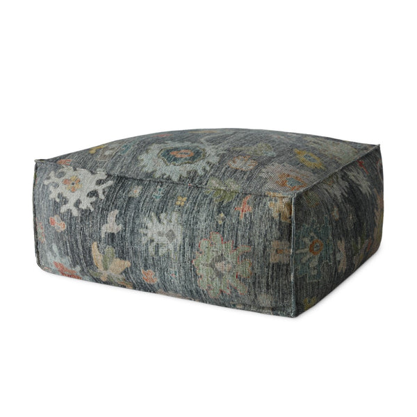 Poufs Vintage-Inspired Machine Woven Pouf - Plush Multicolor Floral Design for Stylish Home Decor