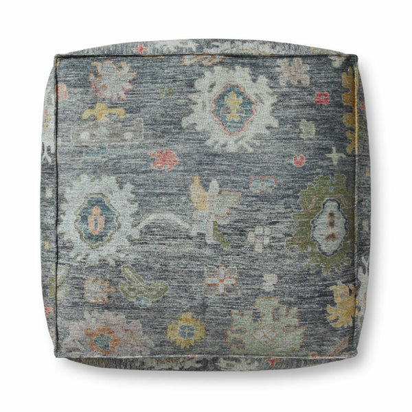 Poufs Vintage-Inspired Machine Woven Pouf - Plush Multicolor Floral Design for Stylish Home Decor