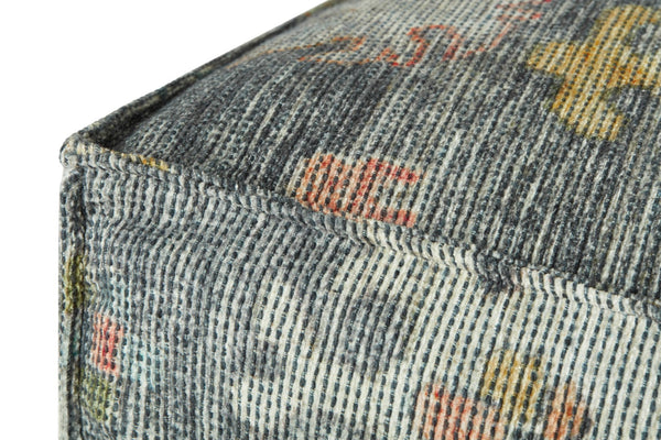 Poufs Vintage-Inspired Machine Woven Pouf - Plush Multicolor Floral Design for Stylish Home Decor