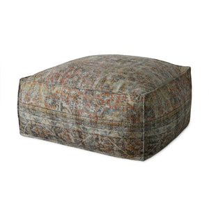 Poufs LPF0038 Vintage-Inspired Rectangular Pouf - Easy-Clean Multicolor Accent for Home Décor
