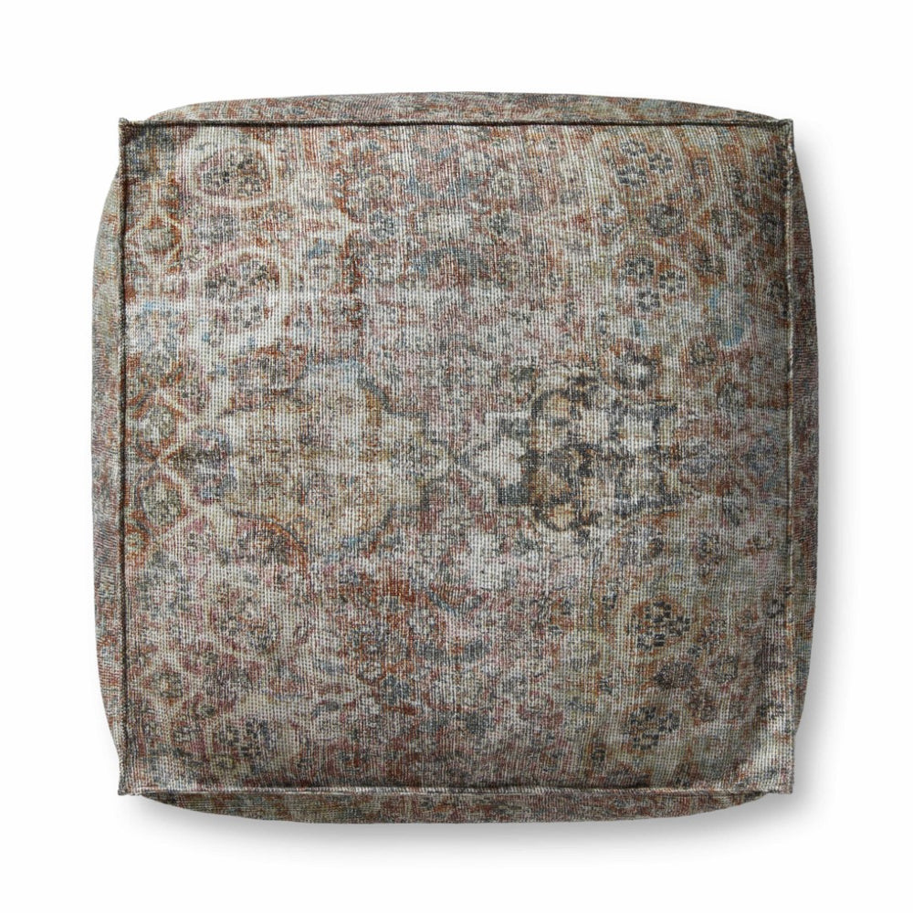 Poufs LPF0038 Vintage-Inspired Rectangular Pouf - Easy-Clean Multicolor Accent for Home Décor