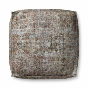 Poufs LPF0038 Vintage-Inspired Rectangular Pouf - Easy-Clean Multicolor Accent for Home Décor