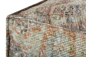 Poufs LPF0038 Vintage-Inspired Rectangular Pouf - Easy-Clean Multicolor Accent for Home Décor