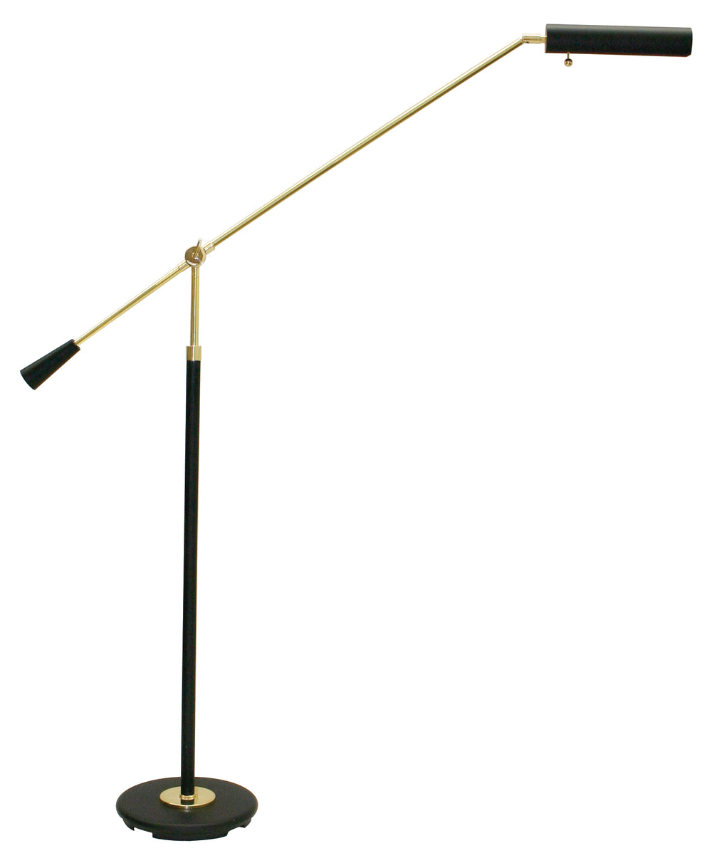 Grand Piano Counter Balance Floor Lamp in Black with Satin Nickel Accents