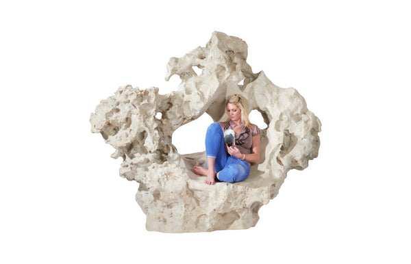 Colossal Cast Stone Sculpture with Seat, Roman Stone