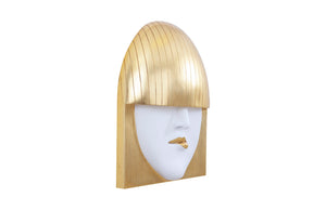 Fashion Faces Wall Art, Large, Pout, White and Gold Leaf