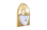 Fashion Faces Wall Art, Large, Pout, White and Gold Leaf