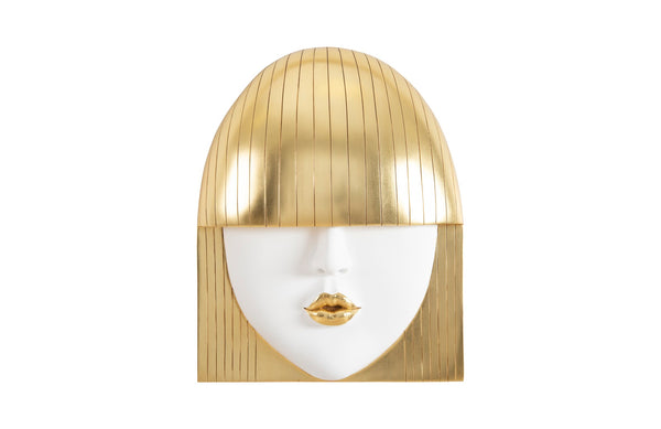 Fashion Faces Wall Art, Large, Kiss, White and Gold Leaf