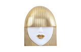 Fashion Faces Wall Art, Large, Smile, White and Gold Leaf