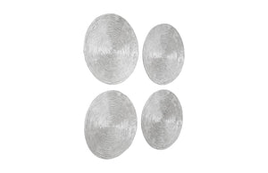 Ripple Wall Disc, Set of 4, Resin, LG, Silver Leaf with Antiquing