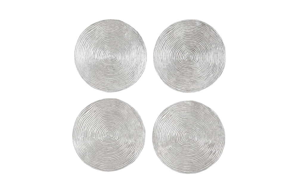 Ripple Wall Disc, Set of 4, Resin, LG, Silver Leaf with Antiquing